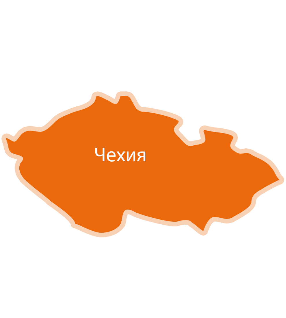 Просто изображение на карта на Русия с думата "Руссия" (Русия), изписана на кирилица.