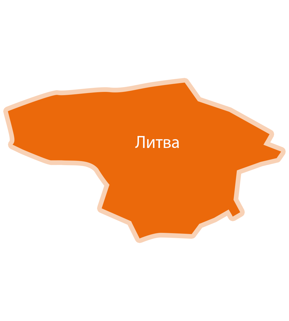 Обикновена карта на Литва с обозначена столицата Вилнюс.